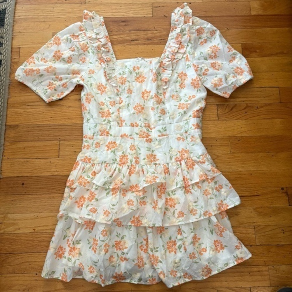 Adelyn Rae White Floral Dress Size Large